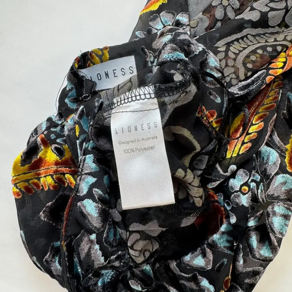 Lioness Velvet Burnout Paisley Wide Leg Pants Women's Small Whimsigoth Festival - Picture 13 of 15